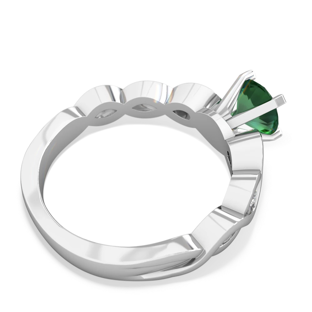 Lab Emerald Infinity 6Mm Round Engagement 14K White Gold ring R26316RD