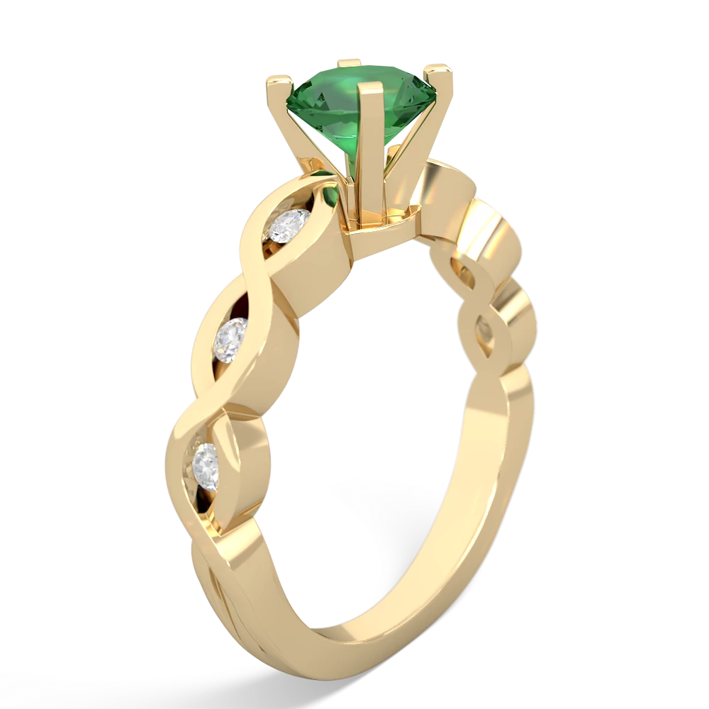 Lab Emerald Infinity 6Mm Round Engagement 14K Yellow Gold ring R26316RD