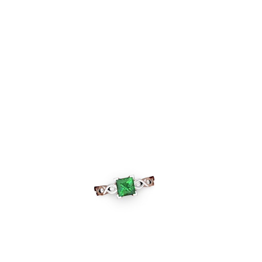 Lab Emerald Infinity 6Mm Princess Engagement 14K White Gold ring R26316SQ