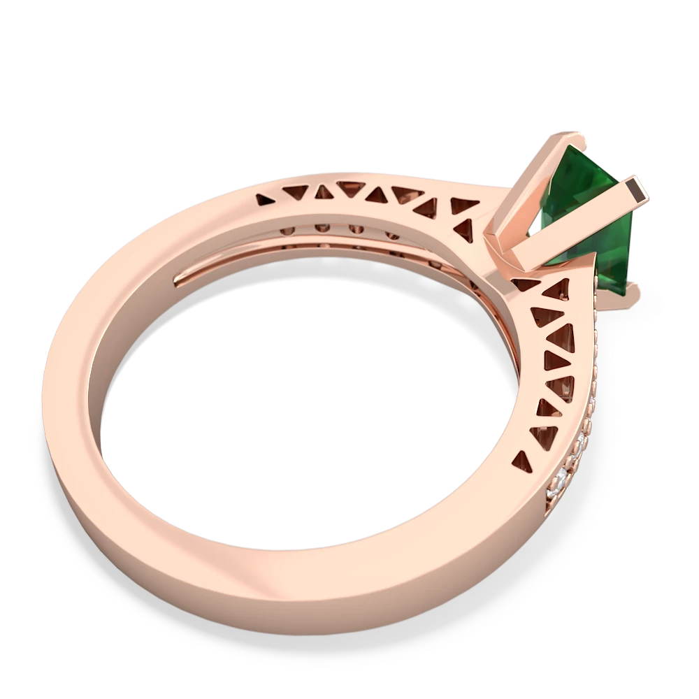 Lab Emerald Art Deco Engagement 7X5mm Emerald-Cut 14K Rose Gold ring R26357EM