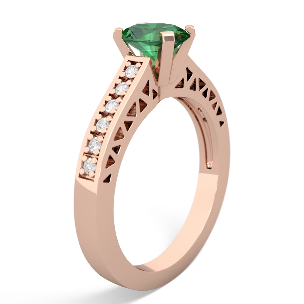 Lab Emerald Art Deco Engagement 7X5mm Oval 14K Rose Gold ring R26357VL