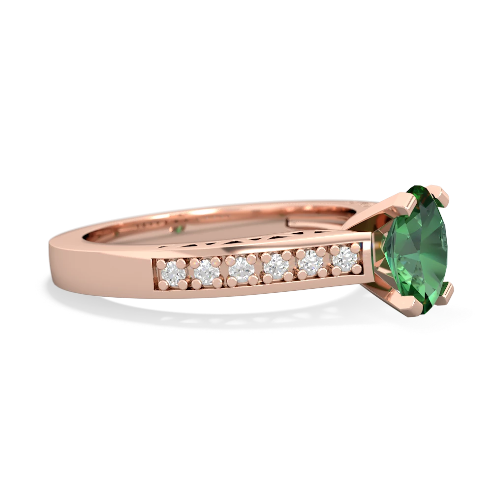 Lab Emerald Art Deco Engagement 7X5mm Oval 14K Rose Gold ring R26357VL