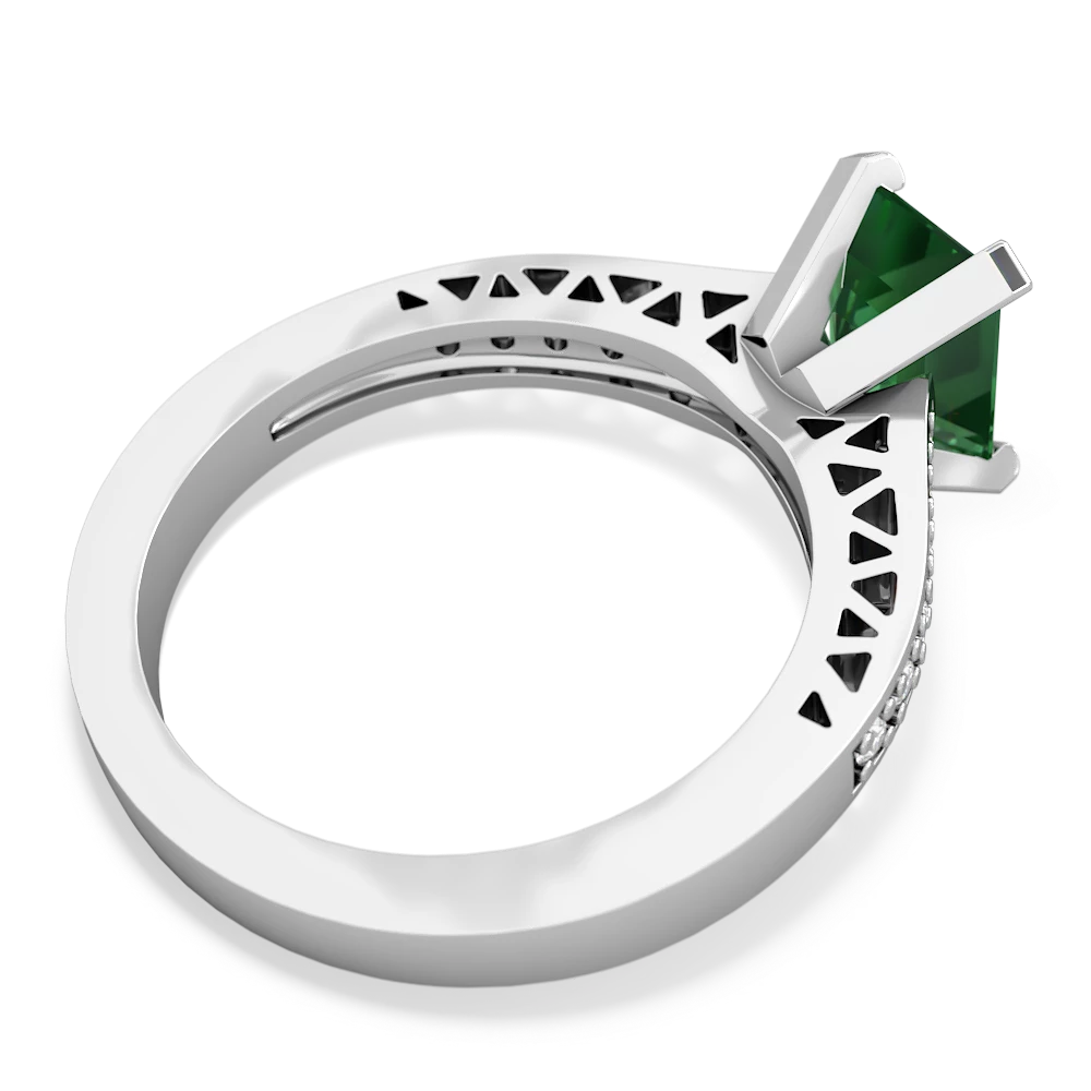 Lab Emerald Art Deco Engagement 8X6mm Emerald-Cut 14K White Gold ring R26358EM