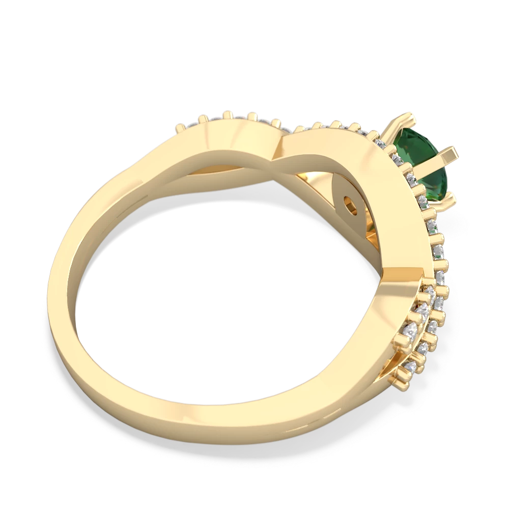 Lab Emerald Diamond Twist 5Mm Round Engagment  14K Yellow Gold ring R26405RD