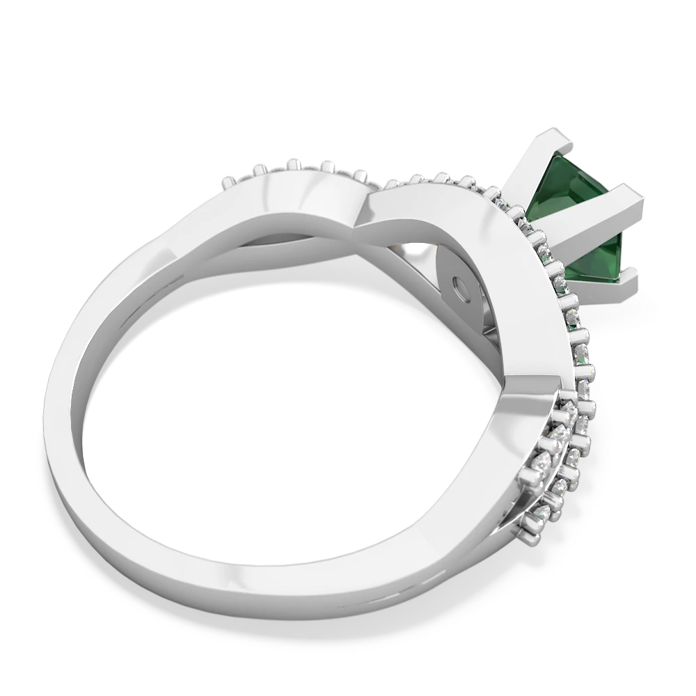Lab Emerald Diamond Twist 5Mm Square Engagment  14K White Gold ring R26405SQ