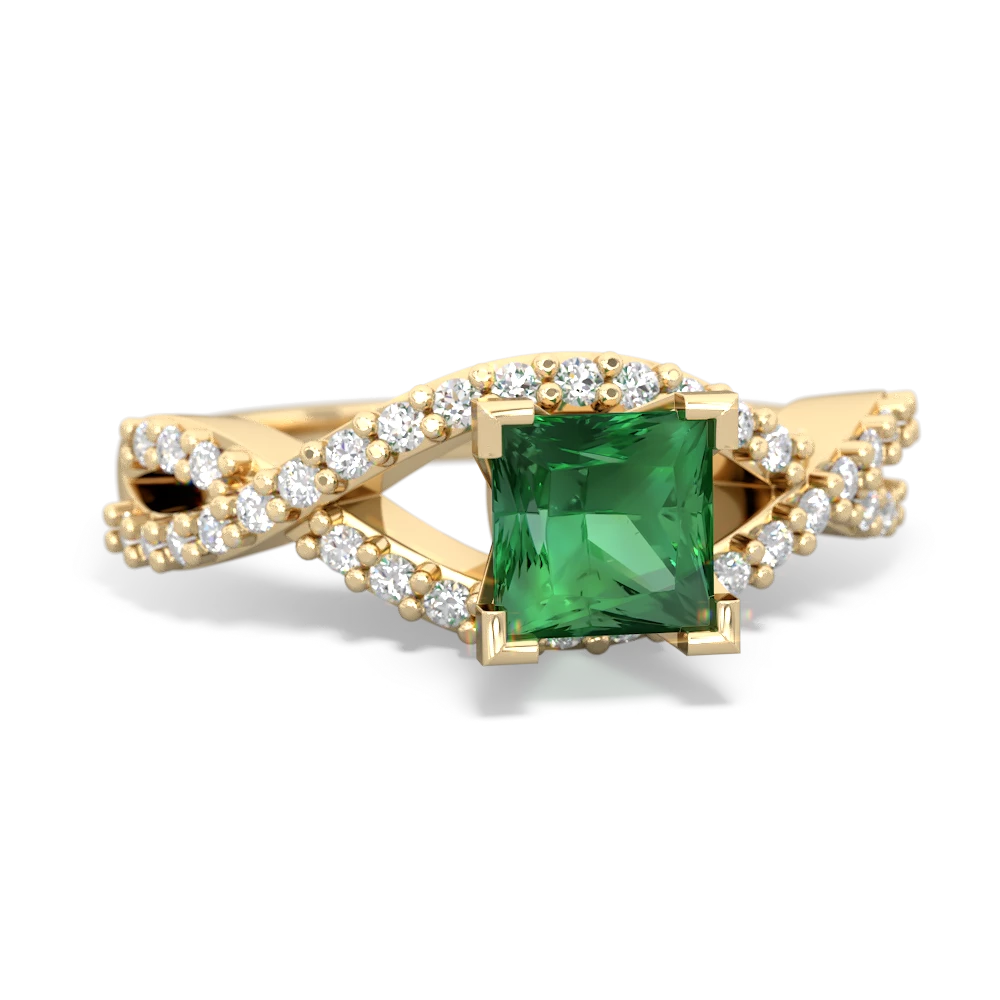 Lab Emerald Diamond Twist 5Mm Square Engagment  14K Yellow Gold ring R26405SQ