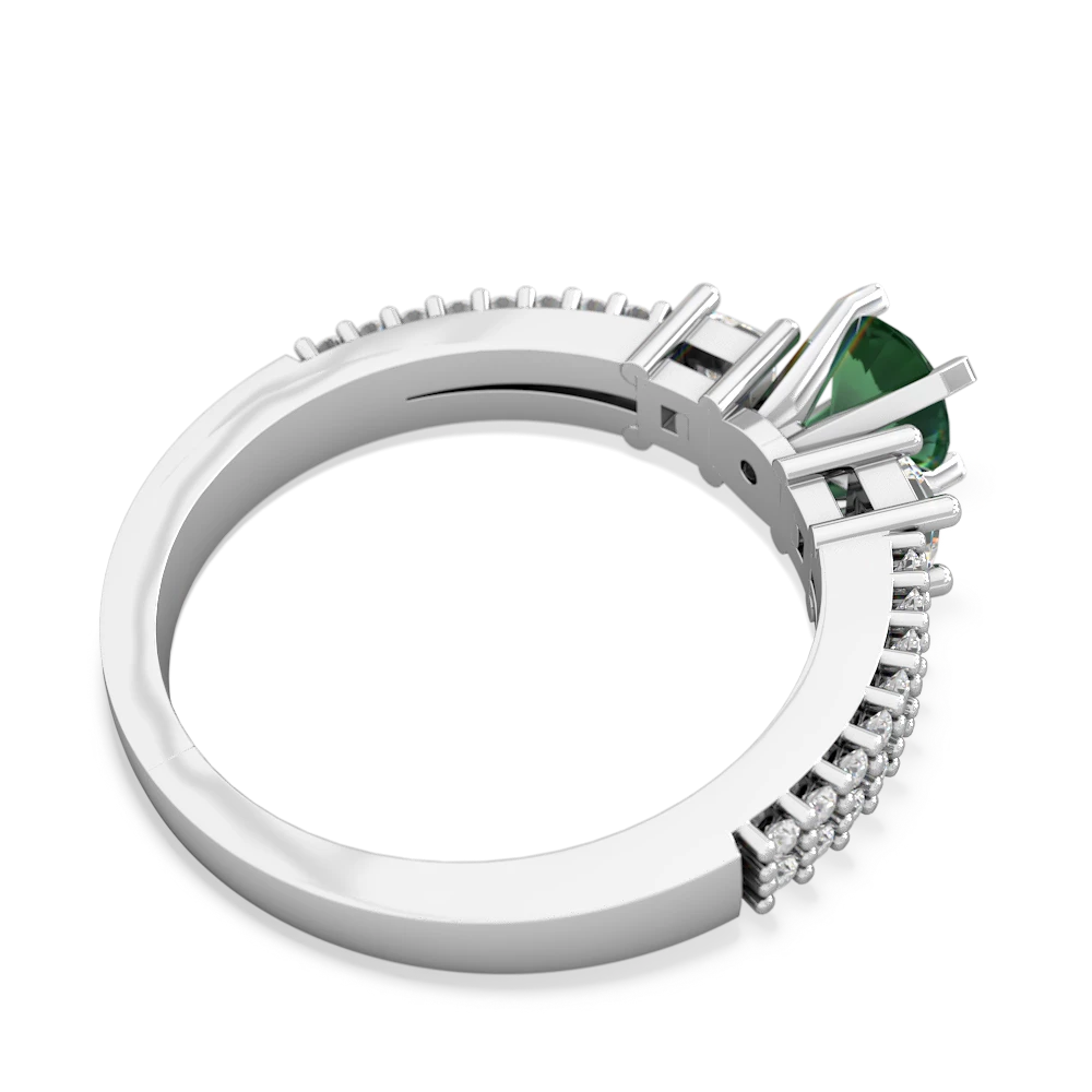 Lab Emerald Classic 5Mm Round Engagement 14K White Gold ring R26435RD