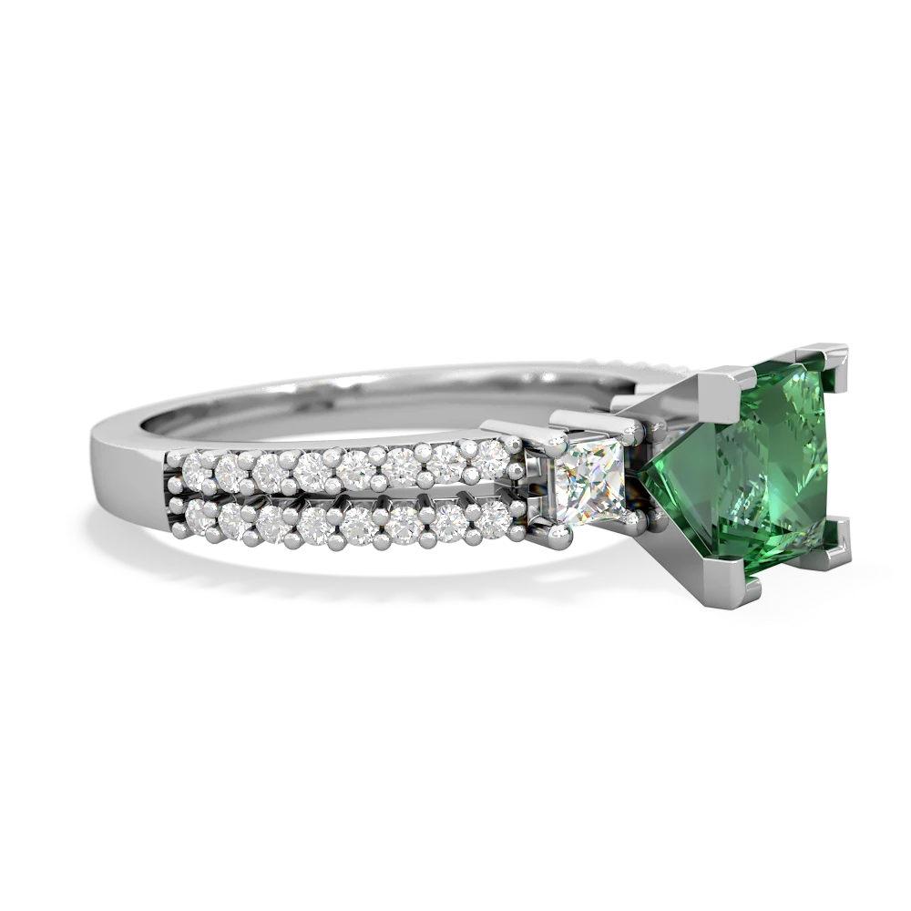 Lab Emerald Classic 6Mm Princess Engagement 14K White Gold ring R26436SQ