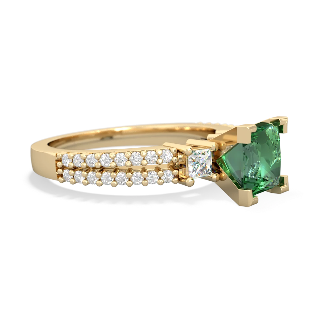 Lab Emerald Classic 6Mm Princess Engagement 14K Yellow Gold ring R26436SQ