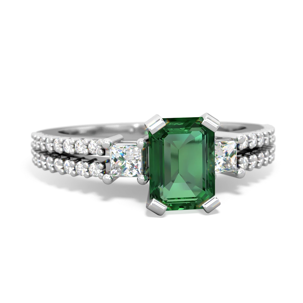 Lab Emerald Classic 7X5mm Emerald-Cut Engagement 14K White Gold ring R26437EM