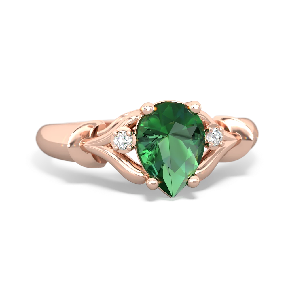 Lab Emerald Precious Pear 14K Rose Gold ring R0826