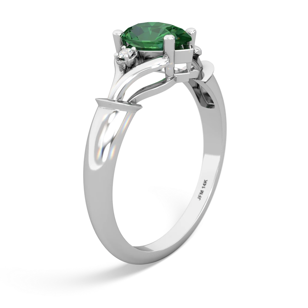 Lab Emerald Precious Pear 14K White Gold ring R0826