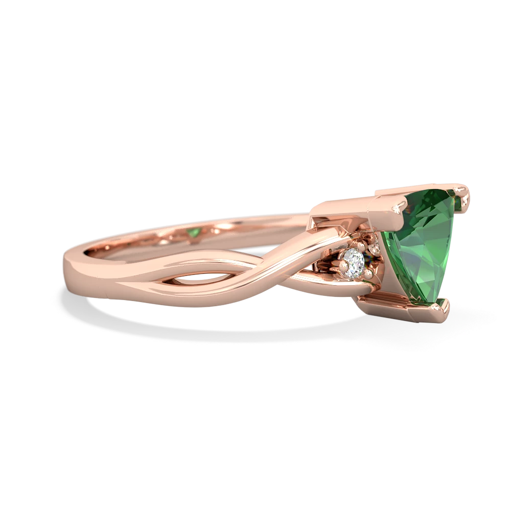 Lab Emerald Trillion Twist 14K Rose Gold ring R2104