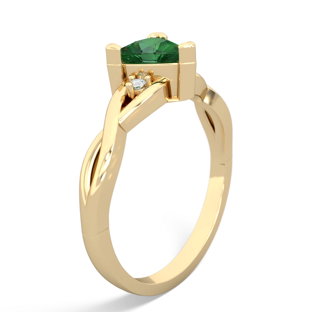 Lab Emerald Trillion Twist 14K Yellow Gold ring R2104