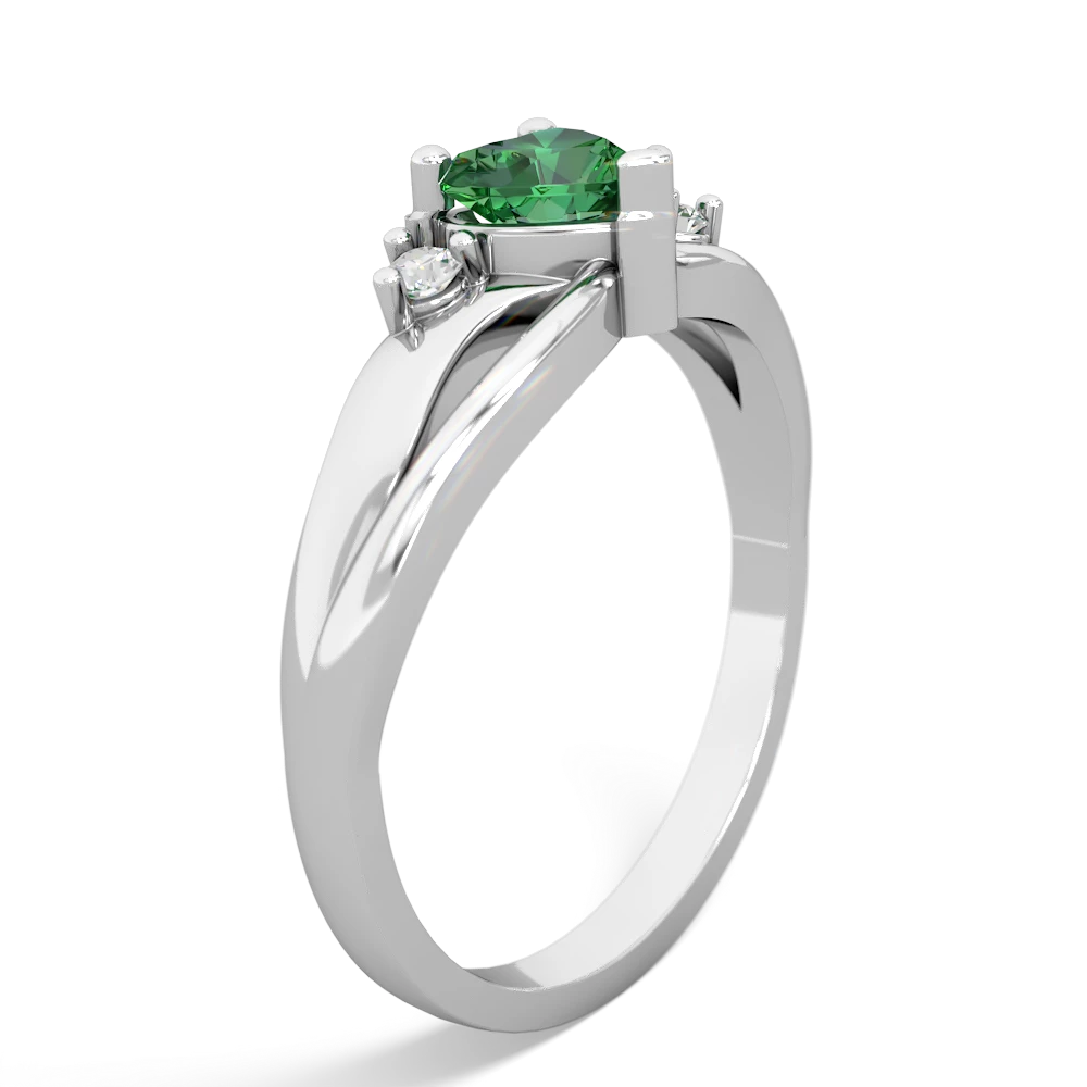 Lab Emerald Split Band Swirl 14K White Gold ring R2130