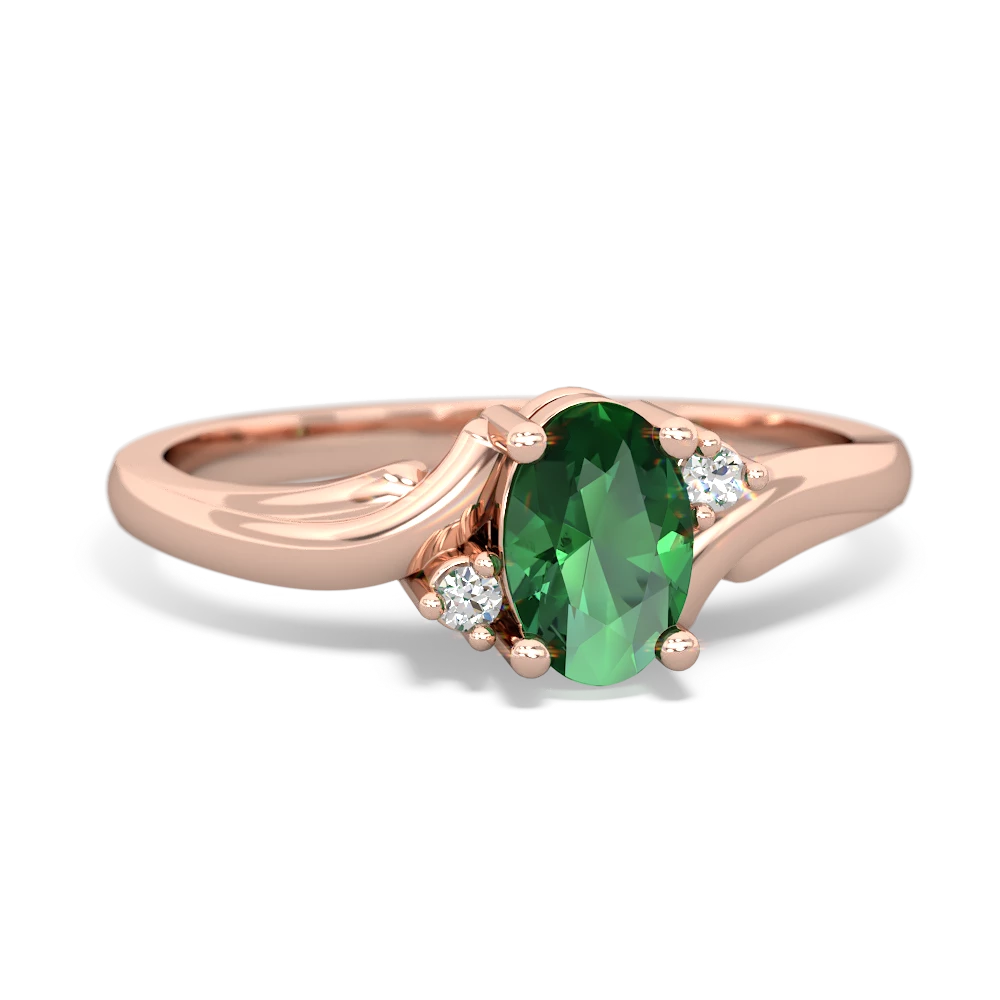 Lab Emerald Elegant Swirl 14K Rose Gold ring R2173