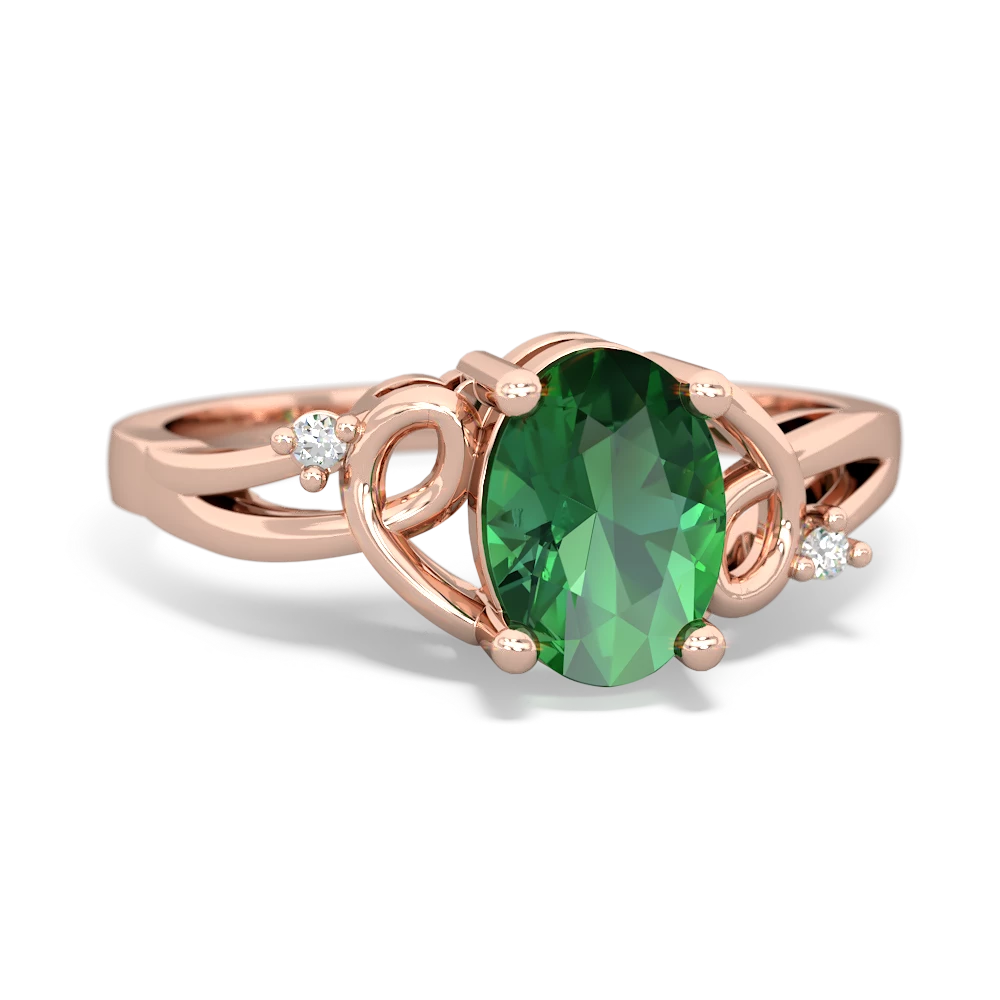 Lab Emerald Swirls 14K Rose Gold ring R2347
