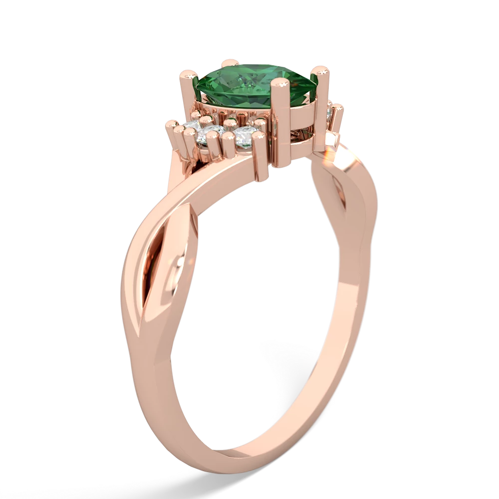 Lab Emerald Victorian Twist 14K Rose Gold ring R2497