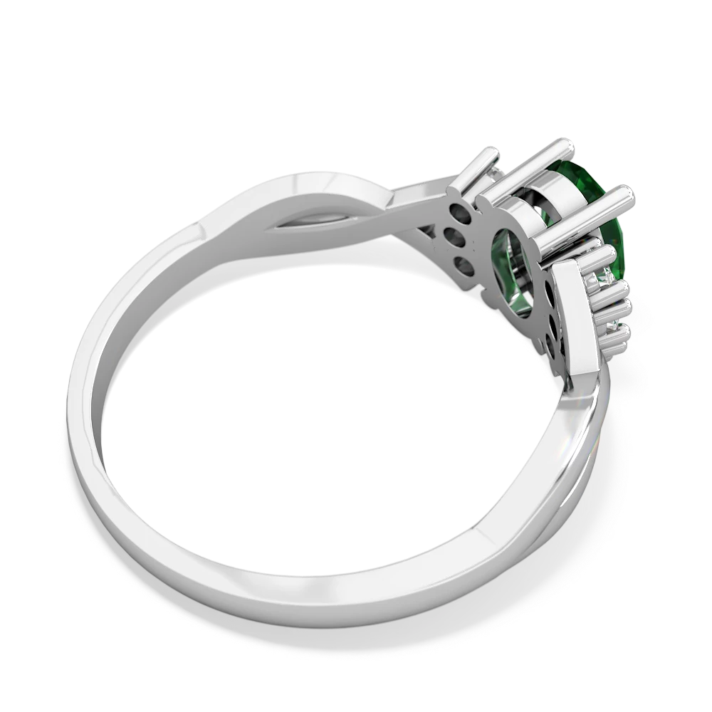 Lab Emerald Victorian Twist 14K White Gold ring R2497