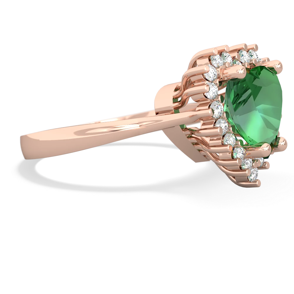 Lab Emerald Sparkling Halo Heart 14K Rose Gold ring R0391