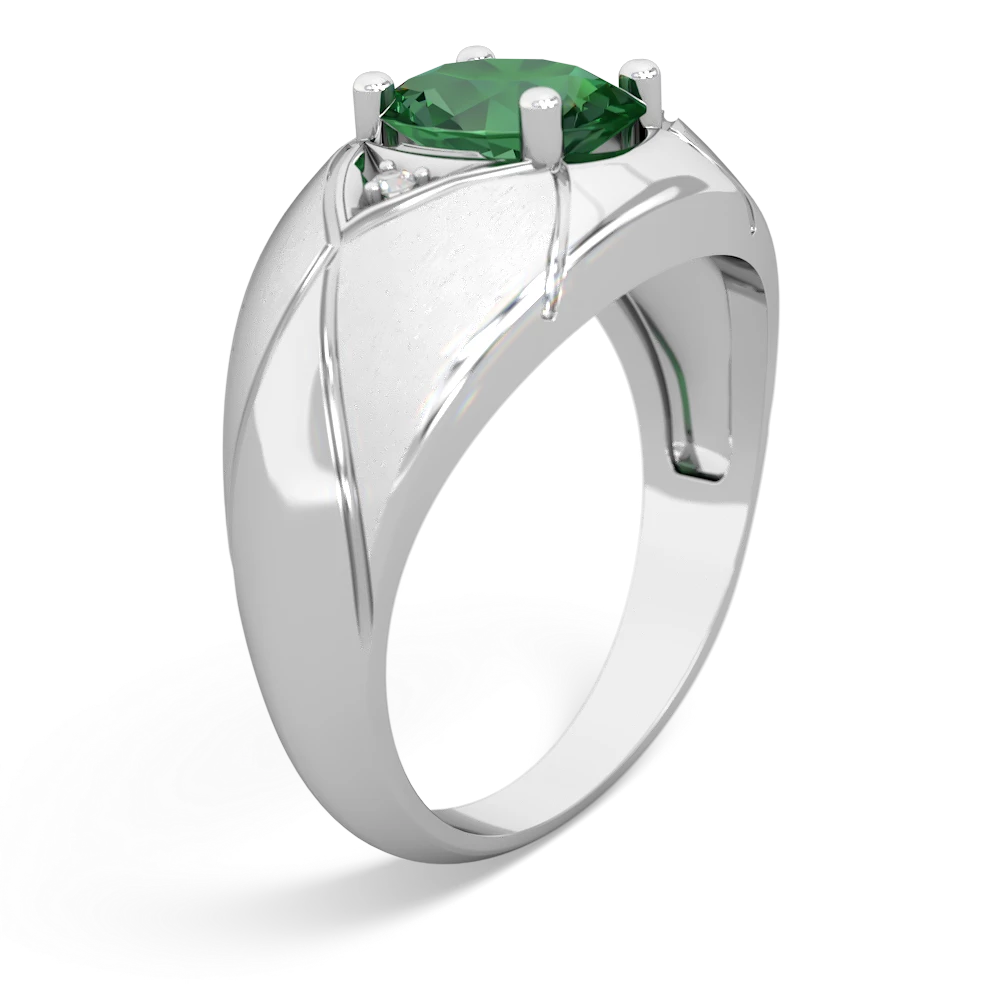 Lab Emerald Men's Crossroads 14K White Gold ring R0361