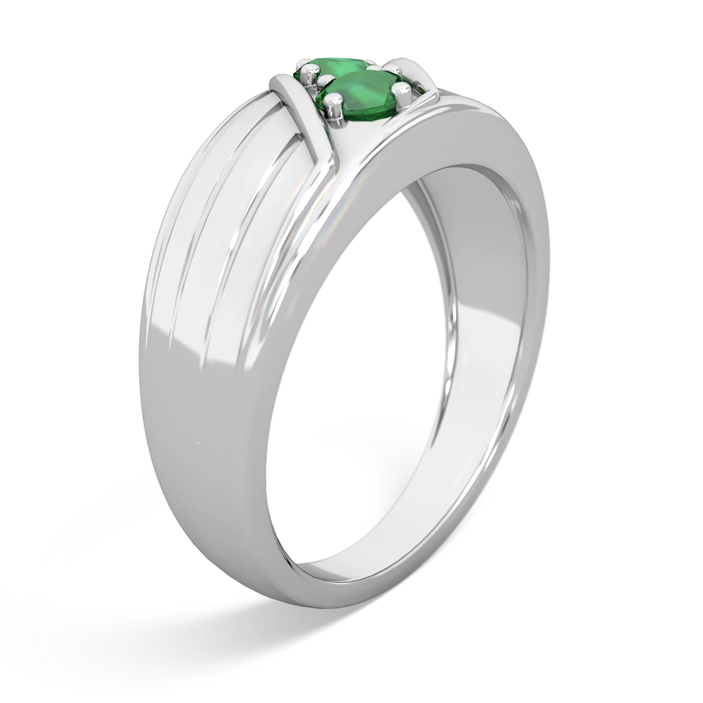 Lab Emerald Men's Streamline 14K White Gold ring R0460