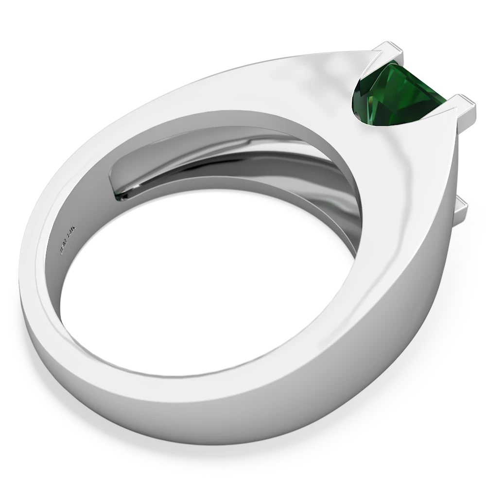Lab Emerald Men's 14K White Gold ring R1836