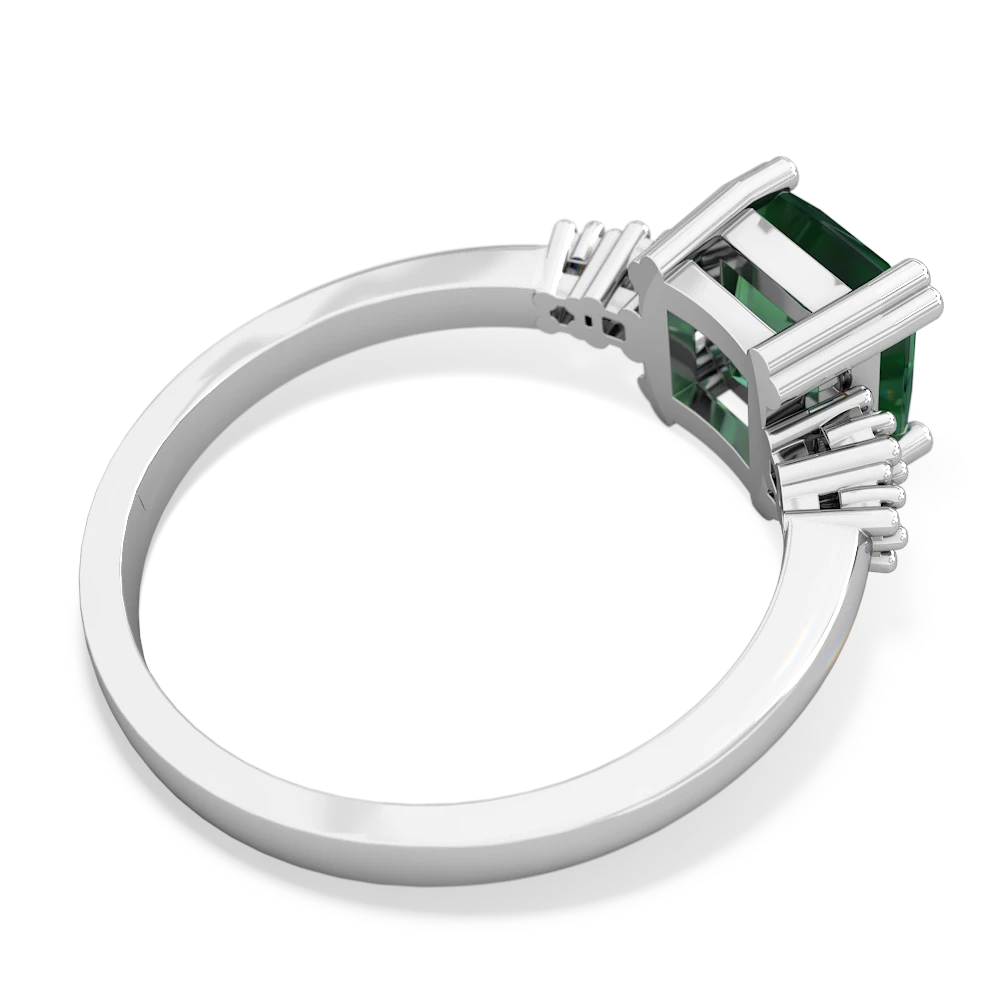 Lab Emerald Art Deco Princess 14K White Gold ring R2014