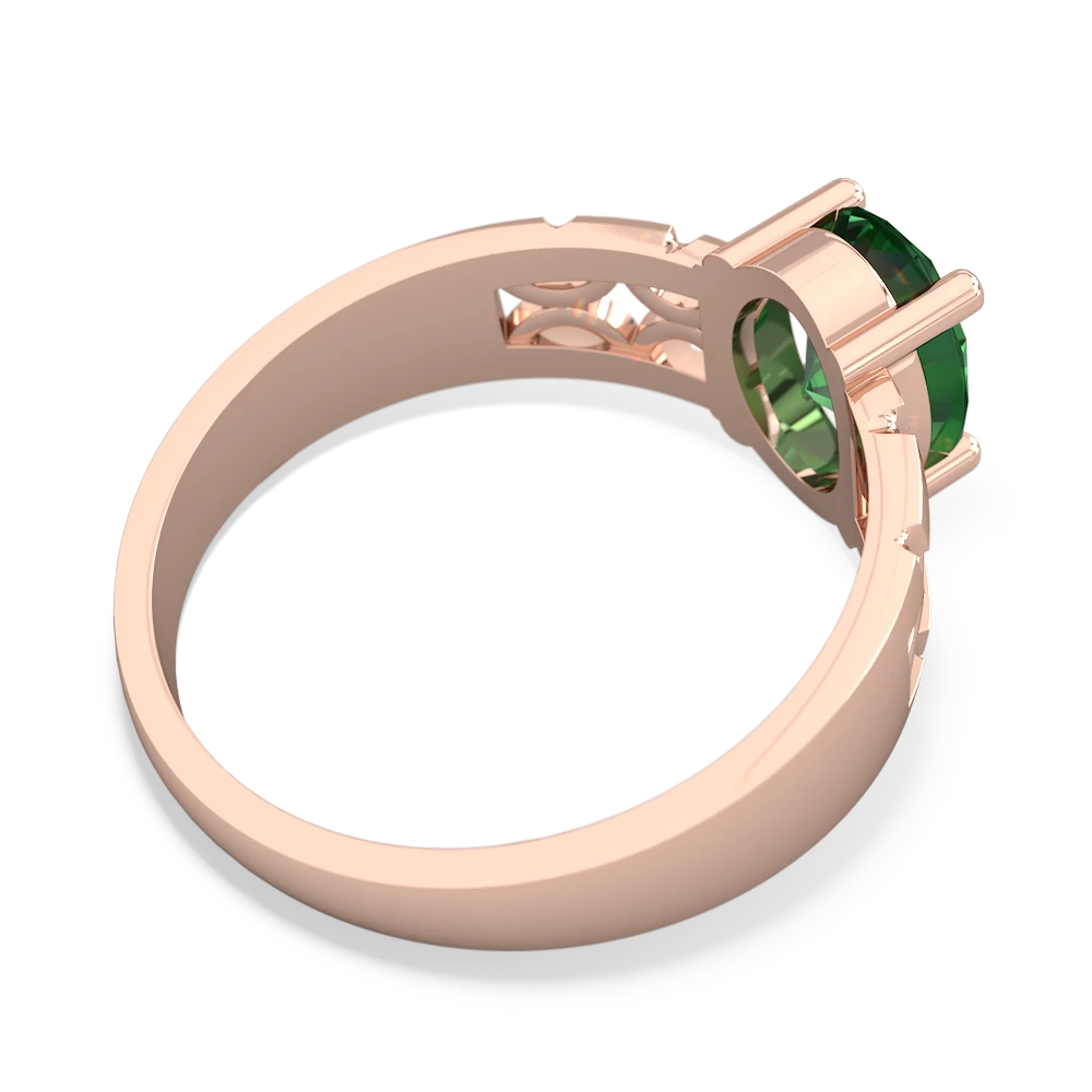 Lab Emerald Art Deco Filigree 14K Rose Gold ring R2322