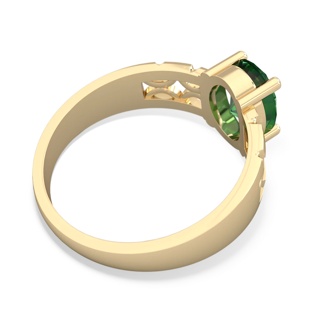 Lab Emerald Art Deco Filigree 14K Yellow Gold ring R2322