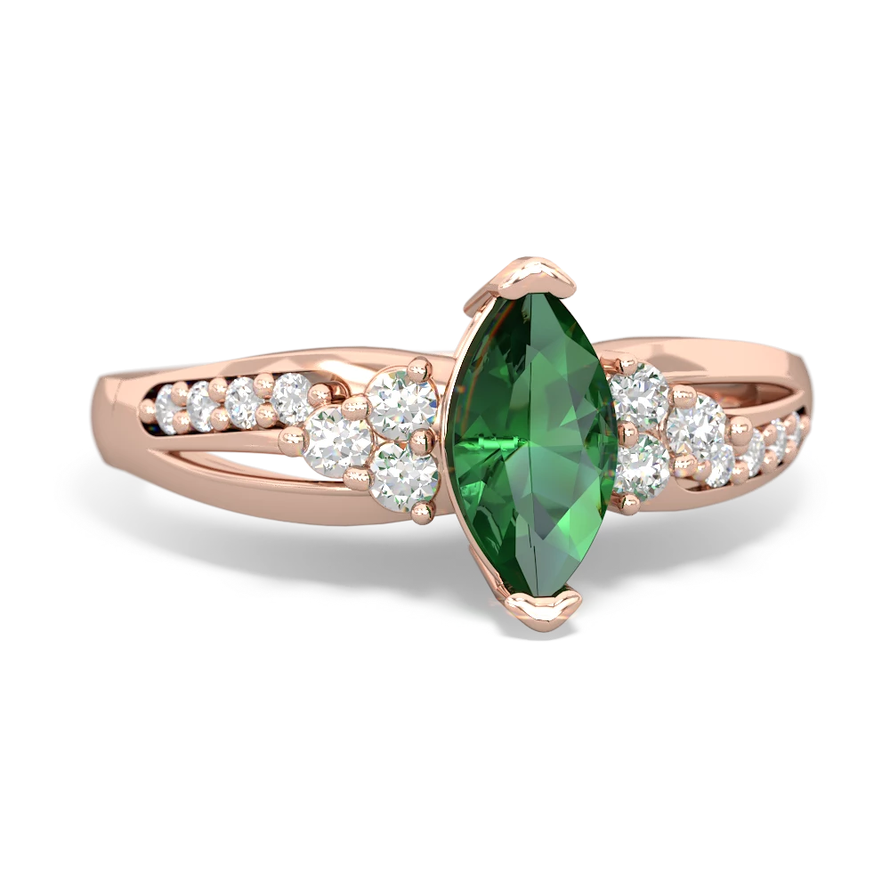 Lab Emerald Royal Marquise 14K Rose Gold ring R2343