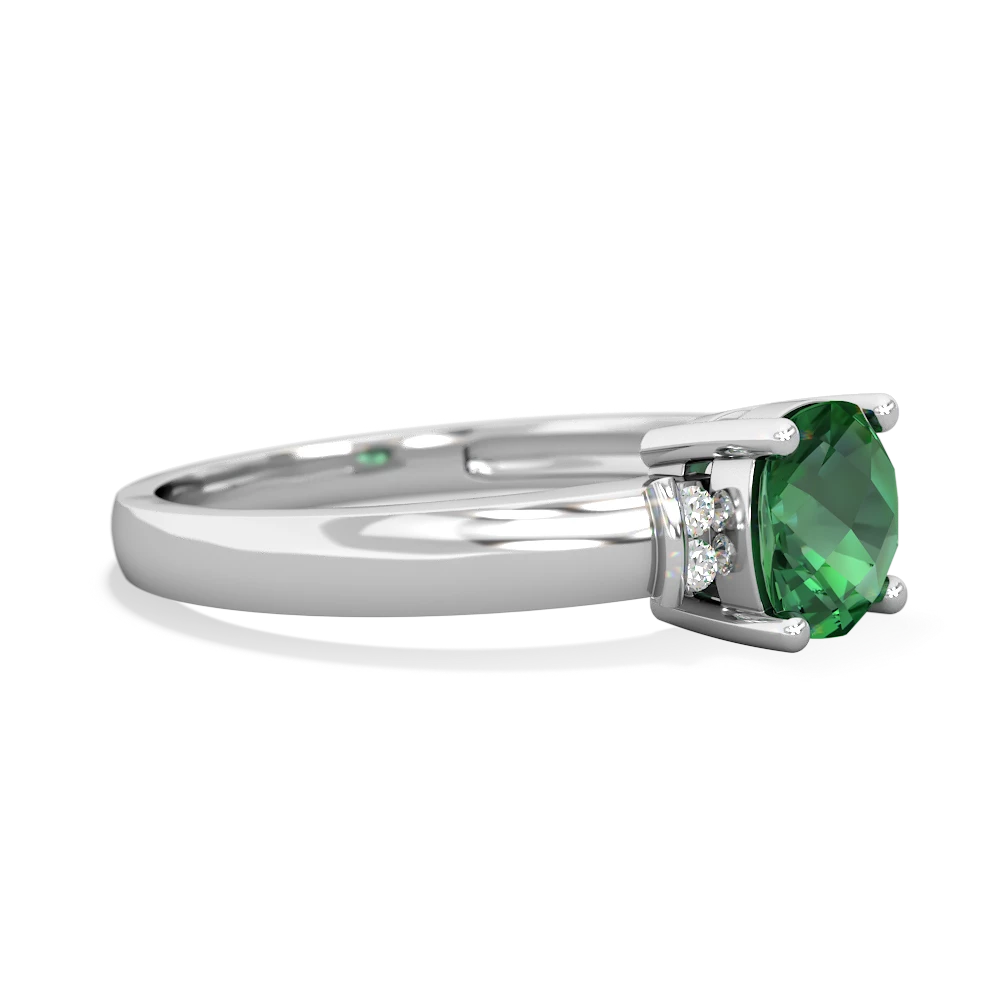 Lab Emerald Simply Elegant Cushion 14K White Gold ring R2489