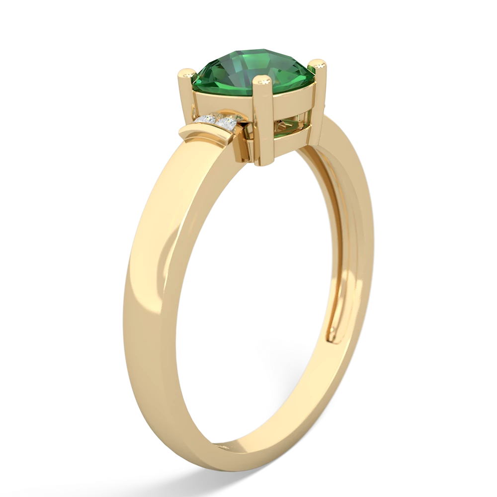 Lab Emerald Simply Elegant Cushion 14K Yellow Gold ring R2489