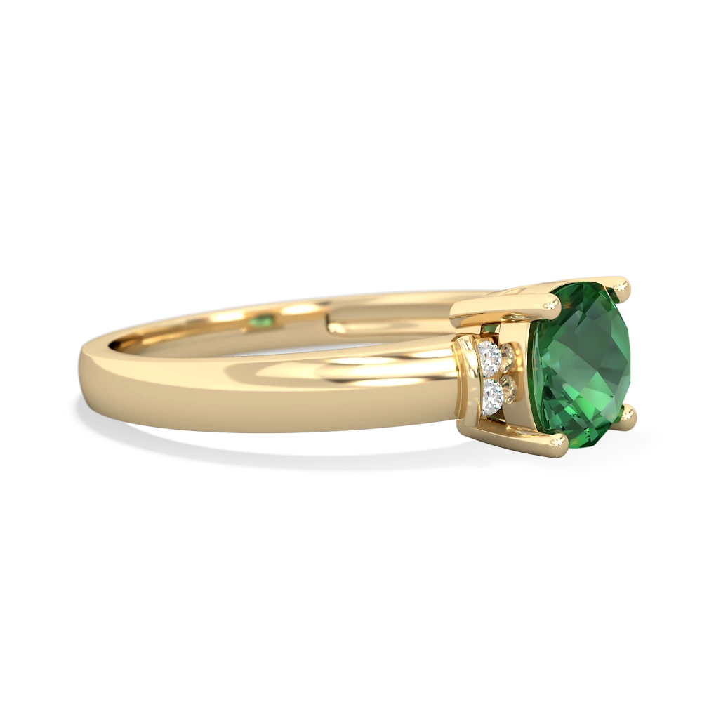 Lab Emerald Simply Elegant Cushion 14K Yellow Gold ring R2489