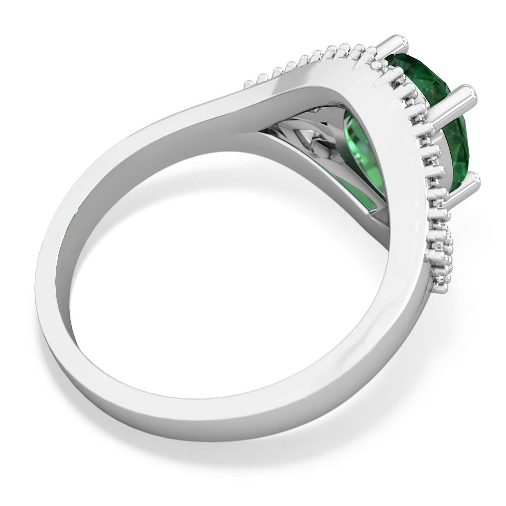 Lab Emerald Antique Style Cocktail 14K White Gold ring R2564