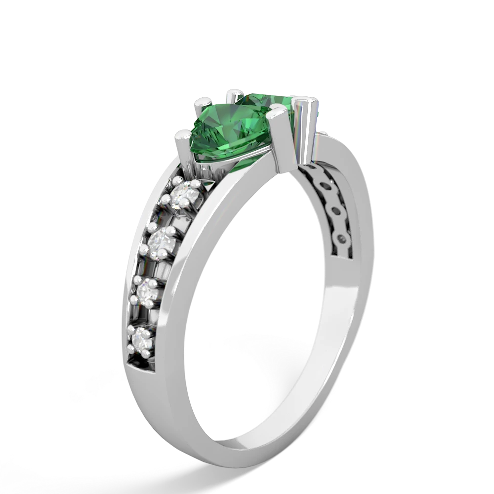 Lab Emerald Heart To Heart 14K White Gold ring R3342