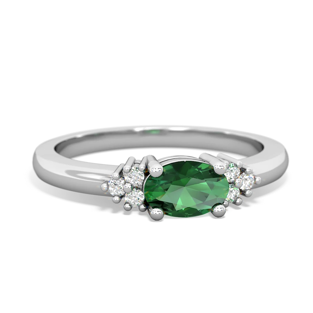 Lab Emerald Simply Elegant East-West 14K White Gold ring R2480