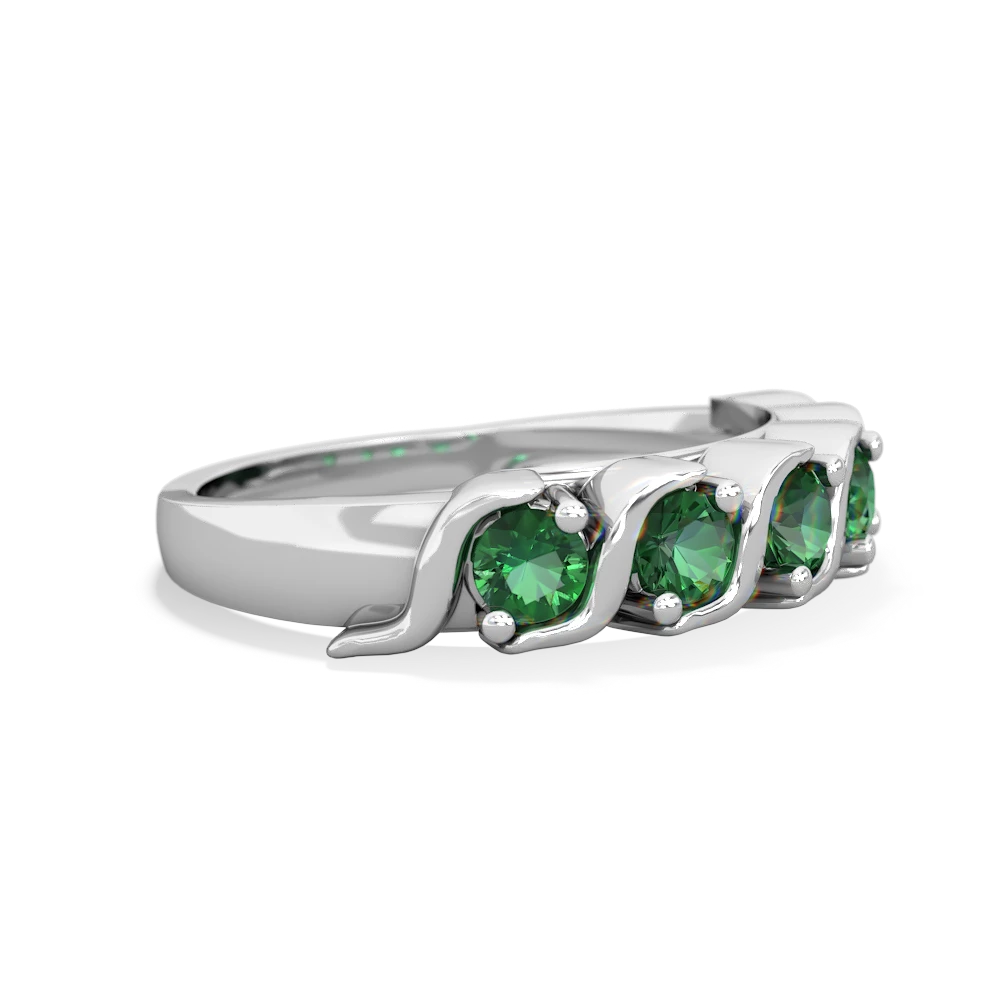 Lab Emerald Anniversary Band 14K White Gold ring R2089