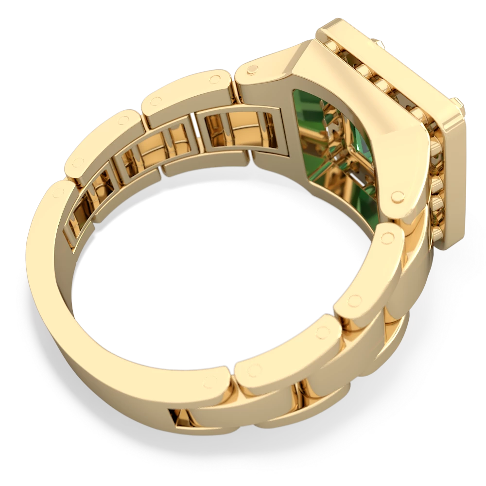 Lab Emerald Men's Watch 14K Yellow Gold ring R0510