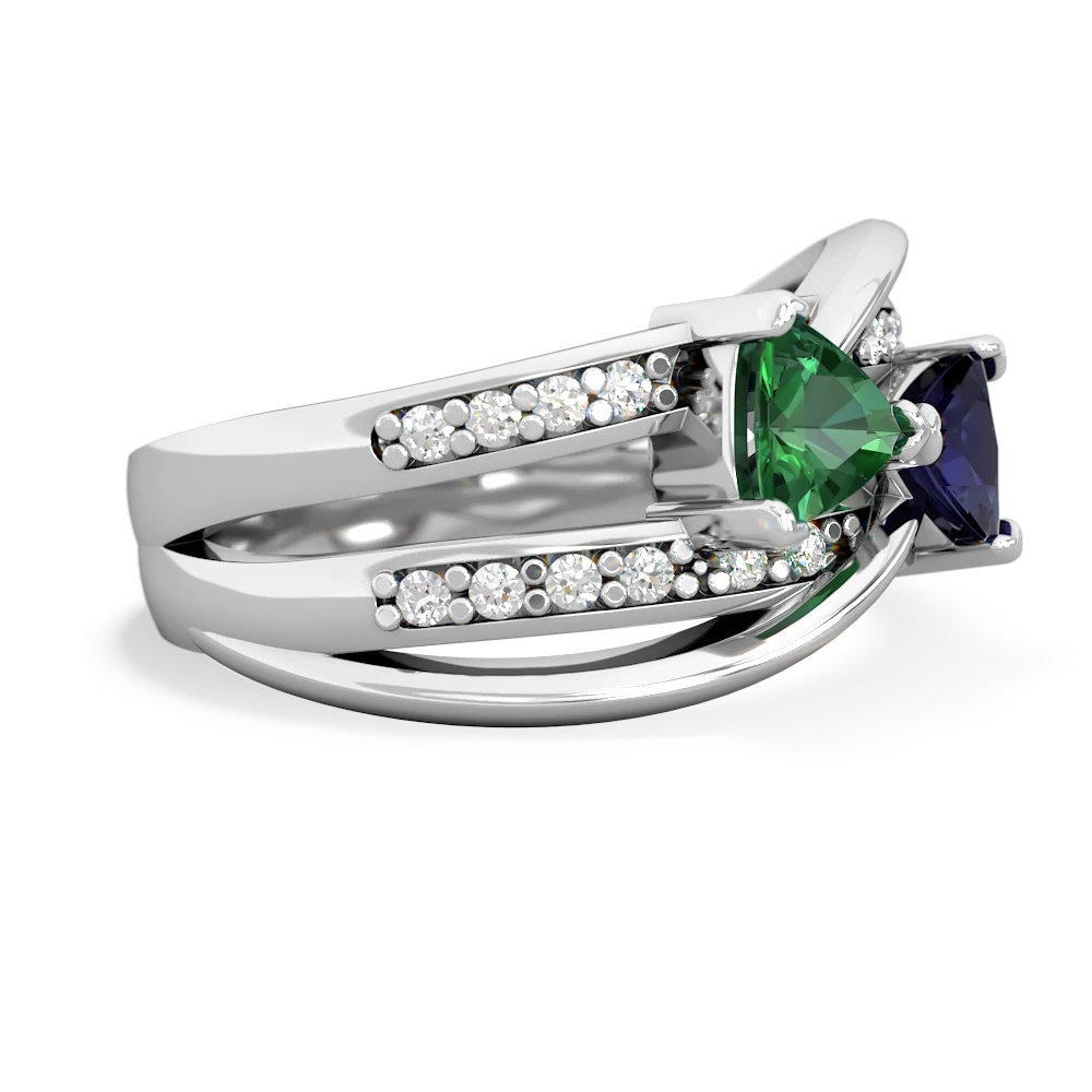 Lab Emerald Bowtie 14K White Gold ring R2360