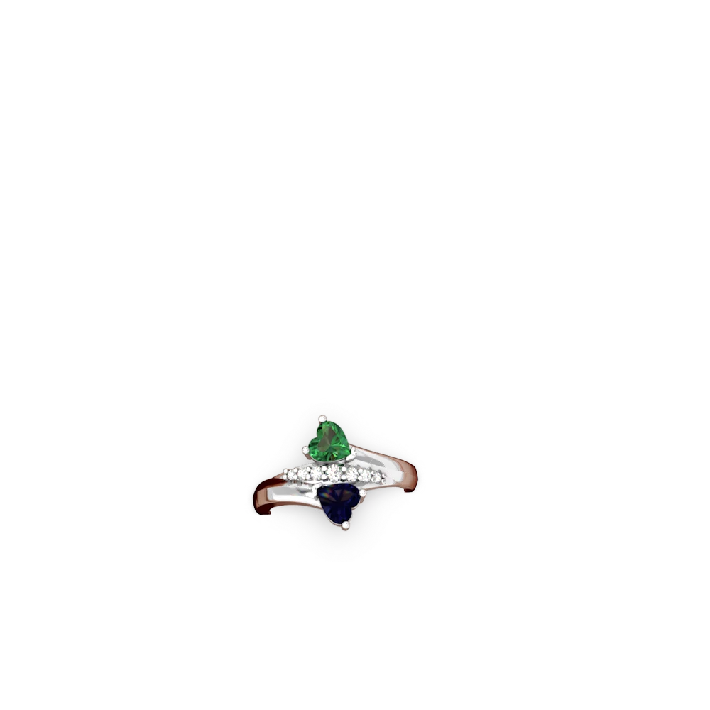 Lab Emerald Heart To Heart 14K White Gold ring R2064