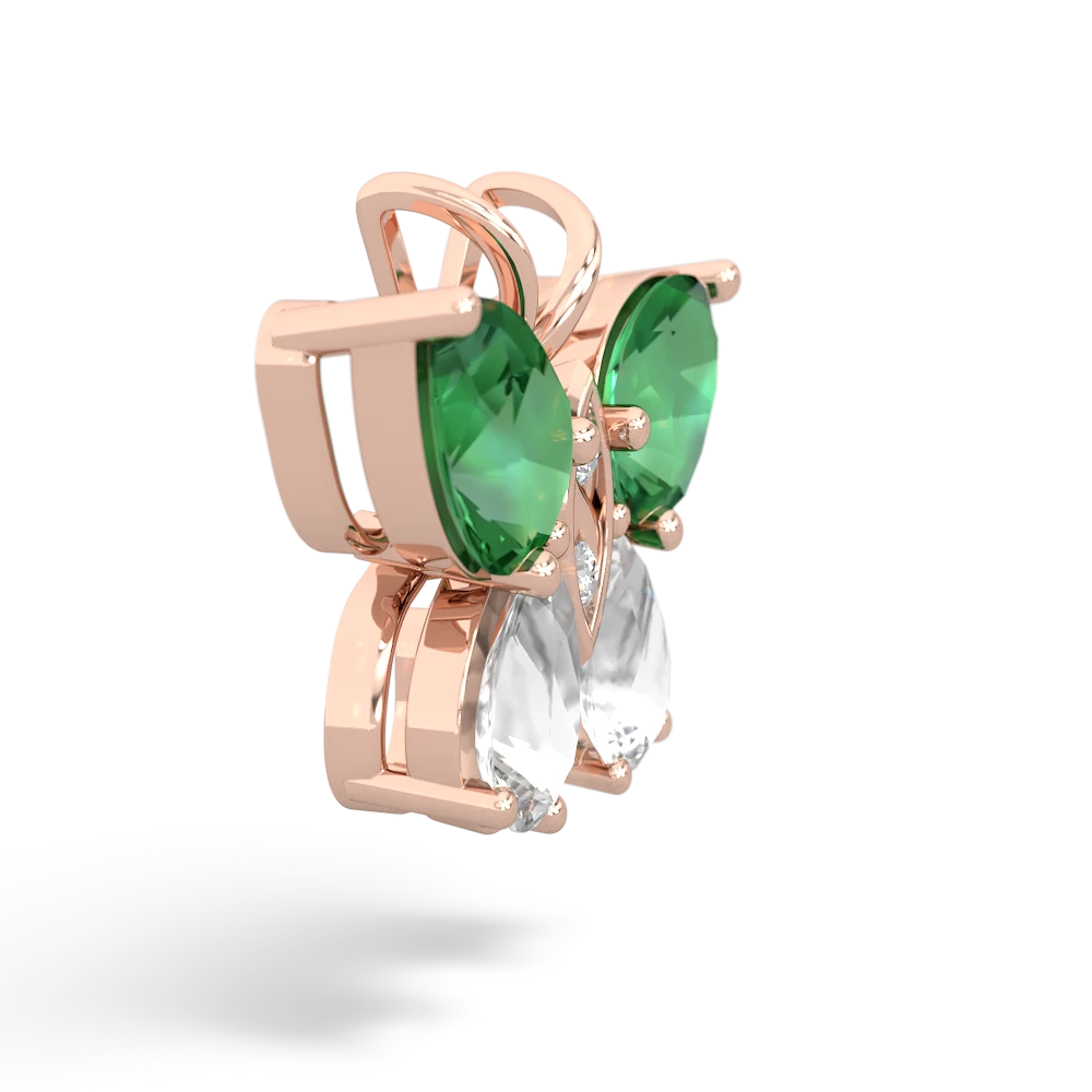 Lab Emerald Butterfly 14K Rose Gold pendant P2215