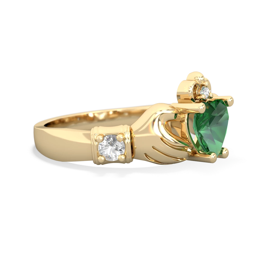 Lab Emerald Claddagh Keepsake 14K Yellow Gold ring R5245