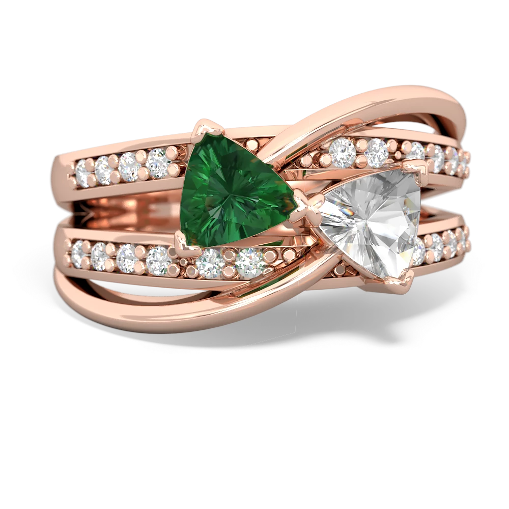 Lab Emerald Bowtie 14K Rose Gold ring R2360
