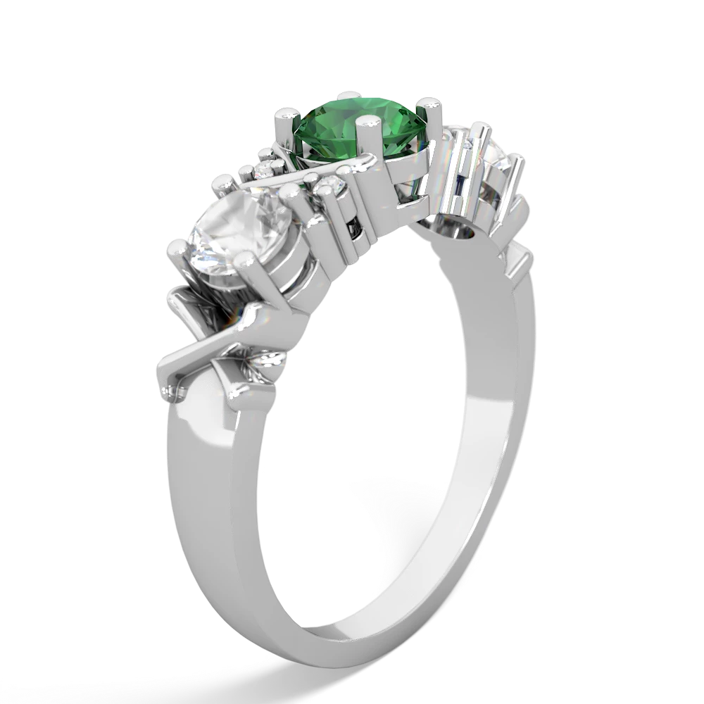 Lab Emerald Hugs And Kisses 14K White Gold ring R5016