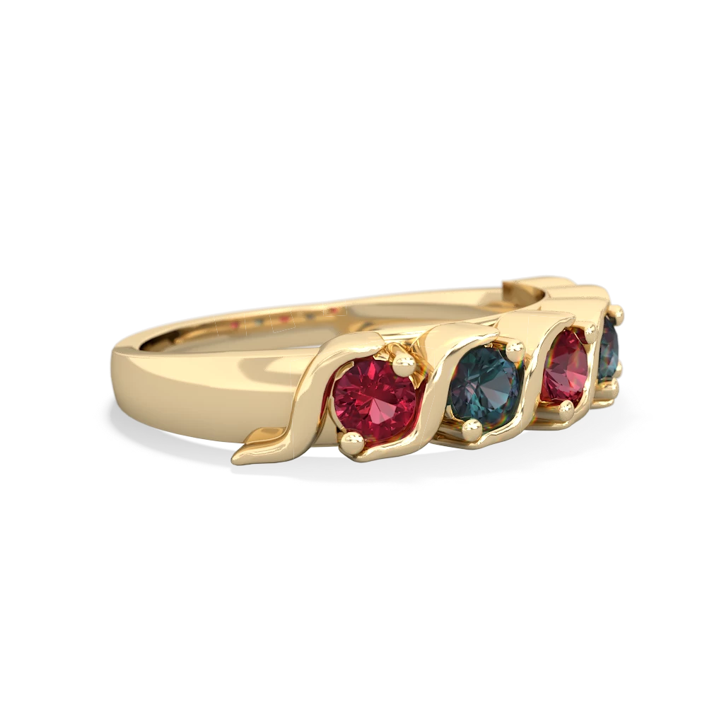 Lab Ruby Anniversary Band 14K Yellow Gold ring R2089