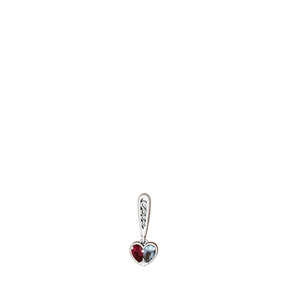 Lab Ruby Filligree Heart 14K White Gold earrings E5070