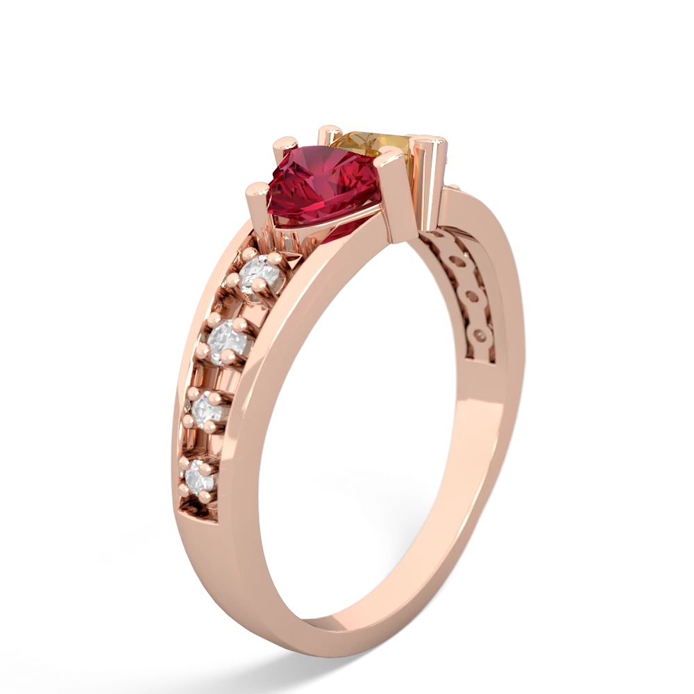 Lab Ruby Heart To Heart 14K Rose Gold ring R3342