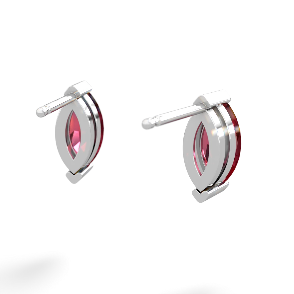 Lab Ruby 8X4mm Marquise Stud 14K White Gold earrings E1701