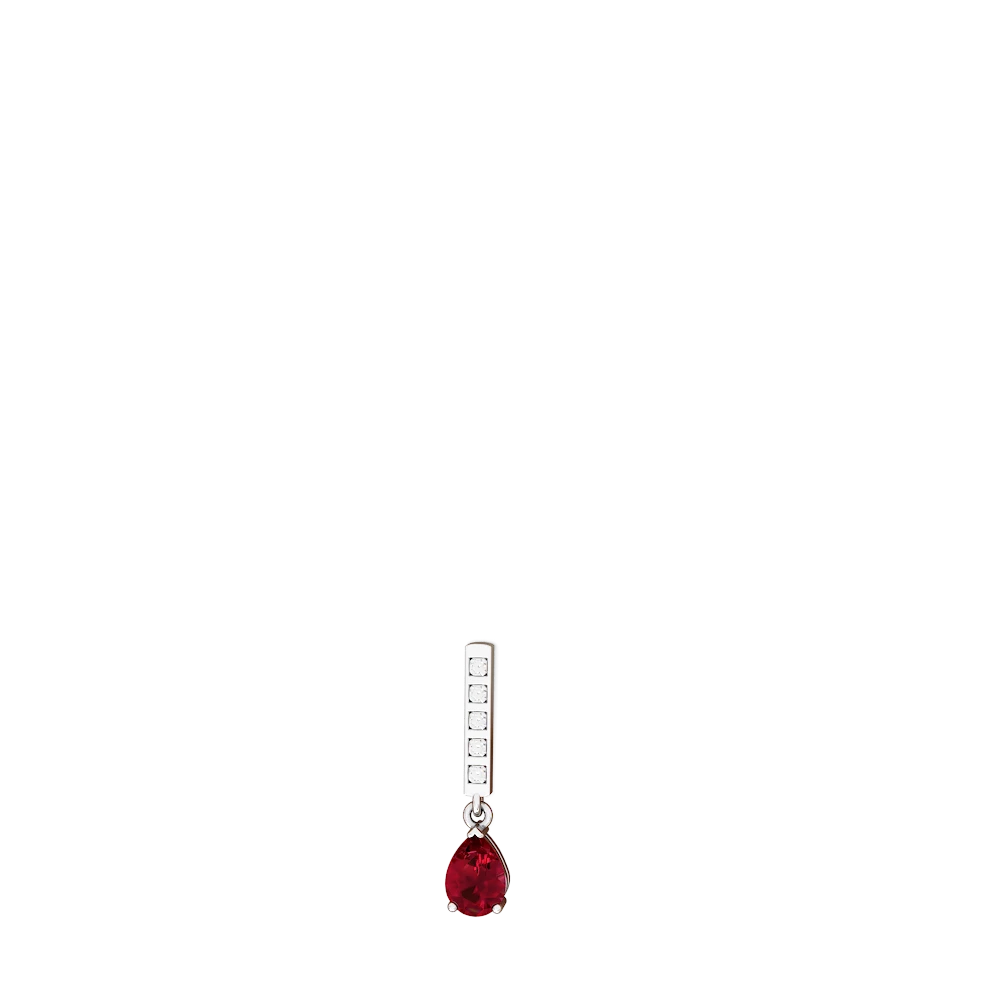 Lab Ruby Art Deco Diamond Drop 14K White Gold earrings E5324